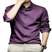 IndoPrimo Men's Stylish Solid Satin Casual Shirt for Men Full Sleeve