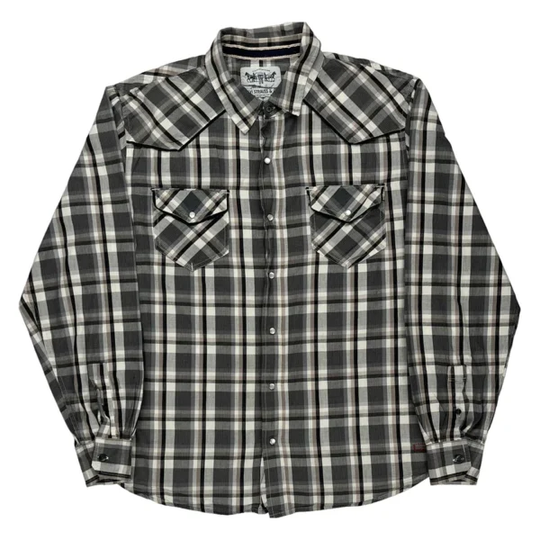 Levi's Men’s Checked Shirt – Large | Black | 100% Cotton | Classic Style, Everyday Comfort