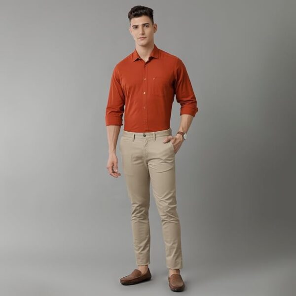 Cavallo by Linen Club Men's Cotton Linen Solid Slim Fit Full Sleeve Shirt | Smart Casual Wear | Breathable Fabric | Office & Weekend Style - Image 2