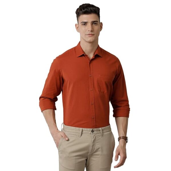 Cavallo by Linen Club Men's Cotton Linen Solid Slim Fit Full Sleeve Shirt | Smart Casual Wear | Breathable Fabric | Office & Weekend Style