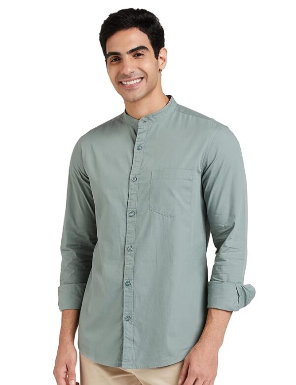 Men's Cotton Shirt | Chinese Collar | Full Sleeve | Plain Casual Shirt | Regular Fit | Ideal for Summer | Available in Plus Sizes & Combo Packs